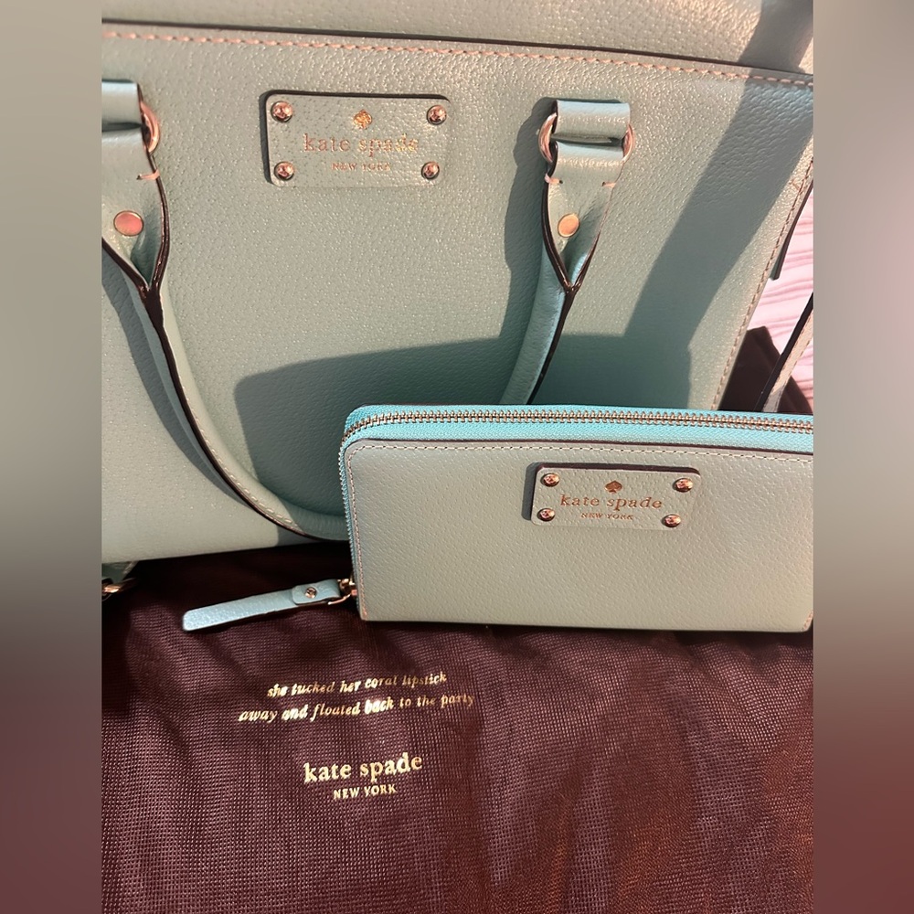 Kate Spade Mint Green Bag and Wallet Combo
